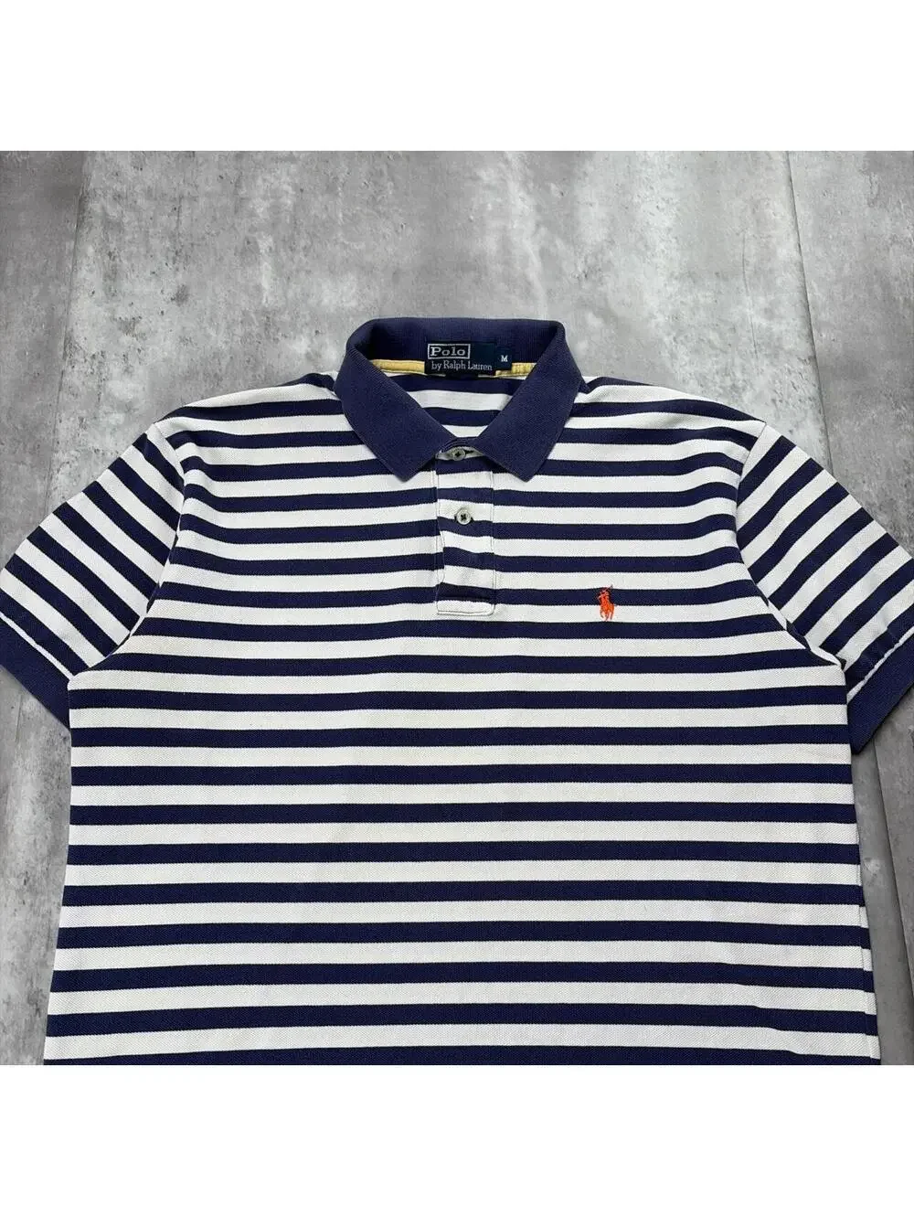 Vintage 90’s Navy Polo Ralph Lauren Grunge Striped Polo Shirt